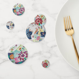 Confeti vintage Tobacco Leaf azul blanco rosa verde