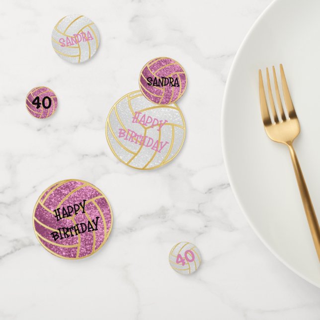 Confeti Voleibol Purpurina de Fiesta rosa y blanco (Grupo)