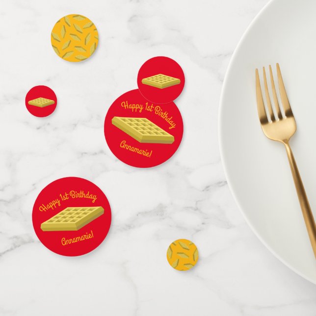 Confeti Waffle Cute Breakfast Brunch Niños 1er cumpleaños (Grupo)