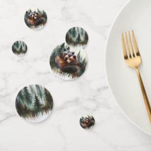 Confeti Watercolor Bears Rústico Wilderness Boda