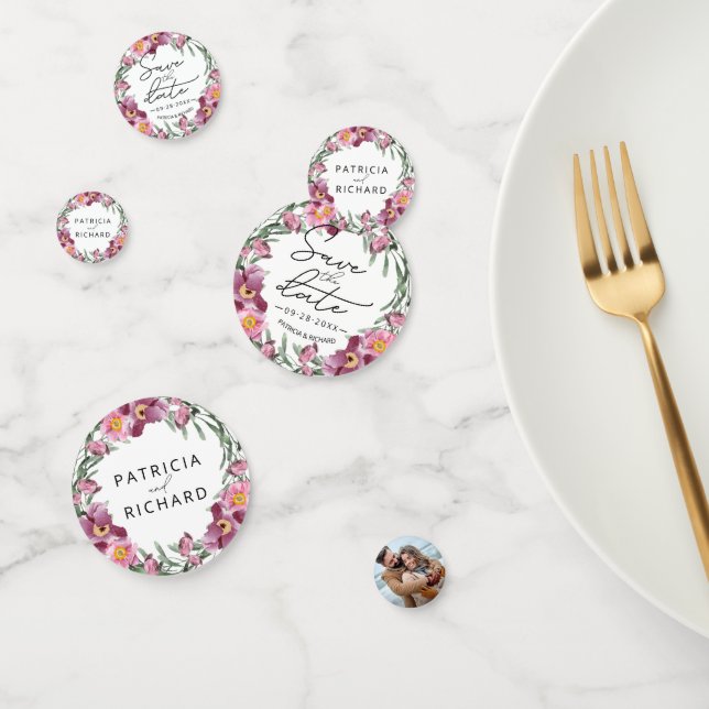 Confeti Watercolor Flores Silvestres Boda Salvar La Fecha (Grupo)