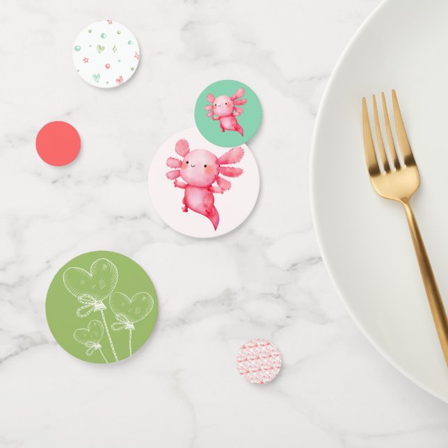 Confeti Watercolor Pink Axolotl Birthday Party (Grupo)