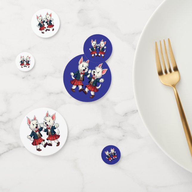 Confeti West Highland Terrier Bailando en Escocia Ceilidh (Grupo)