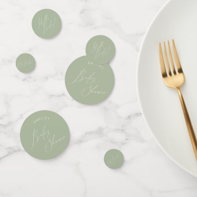 Confeti Whimsical Sage Green Baby Shower Table (Grupo)