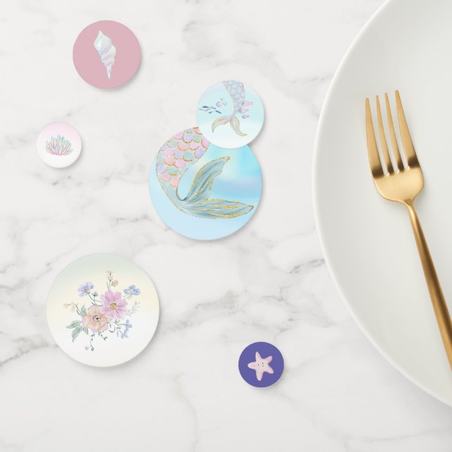 Confeti Whimsical Watercolor Mermaid Birday Party (Grupo)