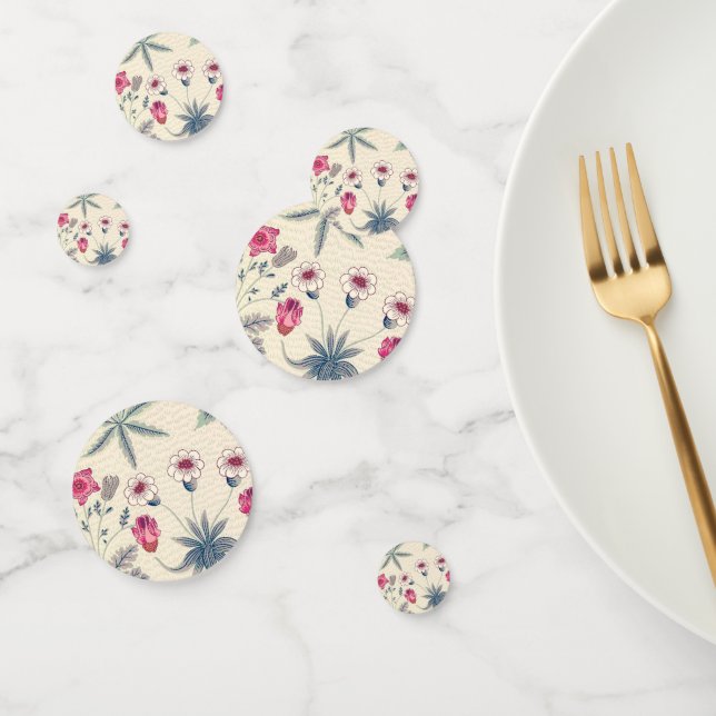 Confeti William Morris Daisy Patrón Floral Naranja Rojo (Grupo)