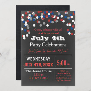 Confetti azul blanco rojo invitación a la fiesta d