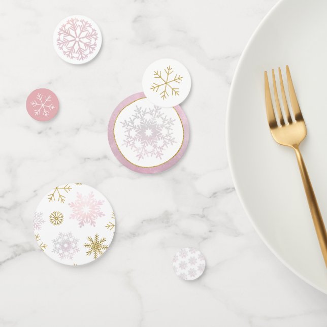 Confetti Baby Shower de copos de nieve rosa y dora (Grupo)