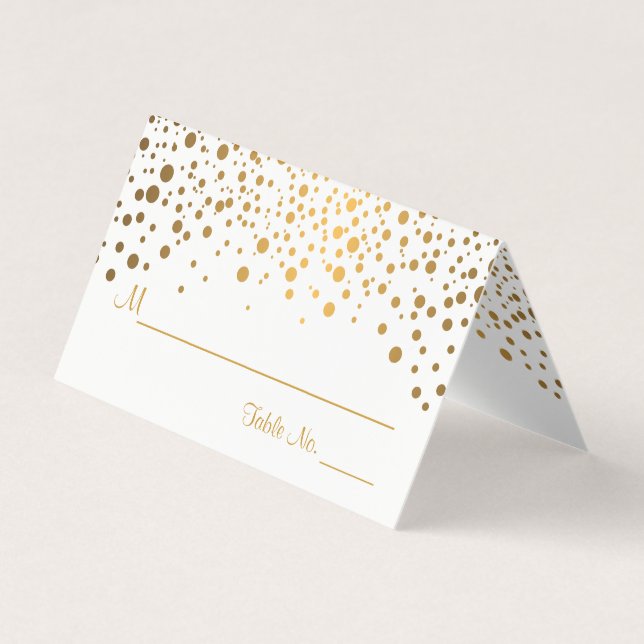 Confetti blanco y dorado de estilo | Tarjetas de c (Anverso)