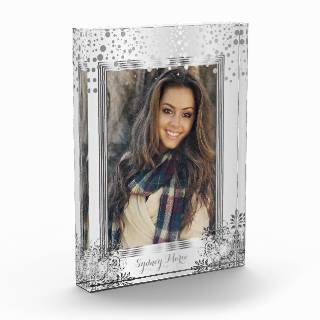 Confetti blanco y plateado decorativo - Foto DIY (Izquierda)