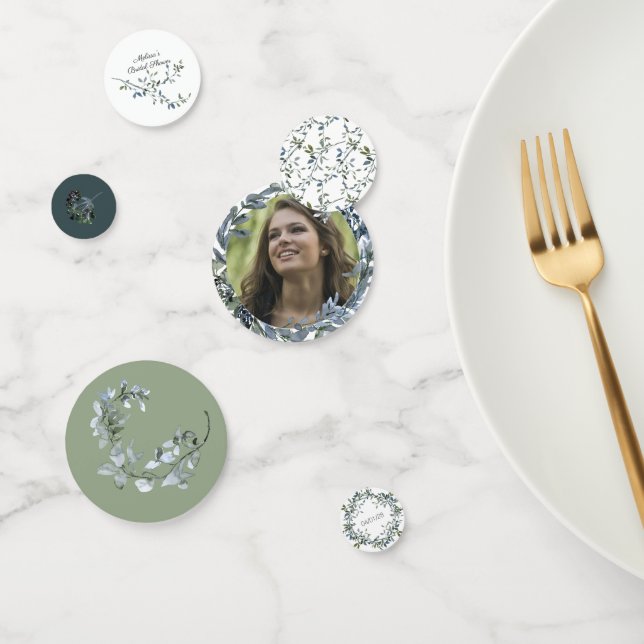 Confetti Boda de Floral Verde Sage Silver (Grupo)