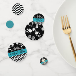 Confetti Boda floral negro y azul