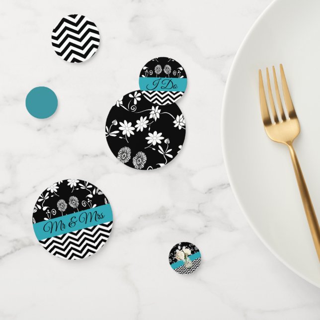 Confetti Boda floral negro y azul (Grupo)