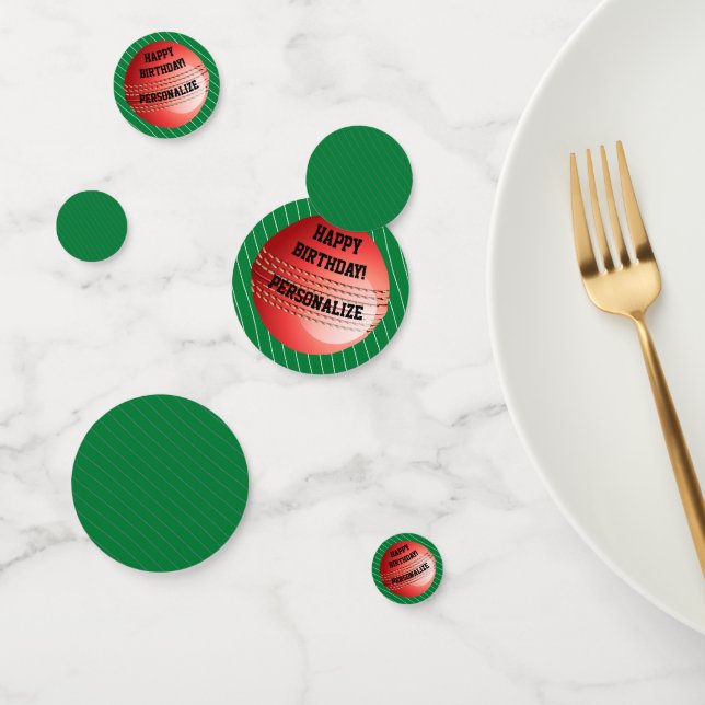 Confetti de cumpleaños feliz a la bola de cricket  (Grupo)