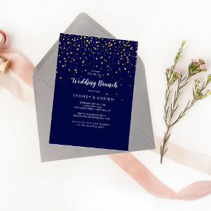 confetti de efecto metalizado dorado   Invitación 