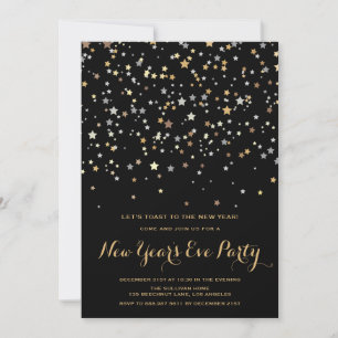 Confetti de estrellas de oro   Invitación de Año N