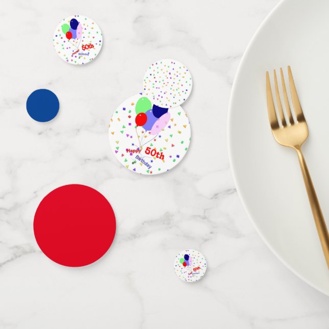 Confetti de globos de cumpleaños número 50 feliz f (Grupo)