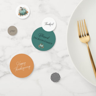 Confetti de la mesa de acuarela de la calabaza azu