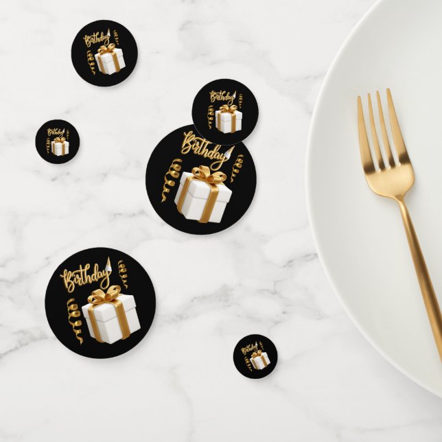 Confetti de la mesa de oro blanco feliz cumpleaños (Grupo)