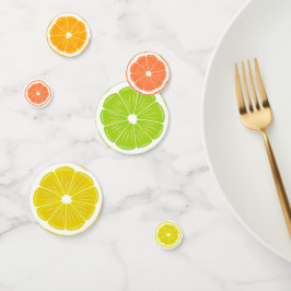 Confetti de la tabla de diseño de frutas cítricas