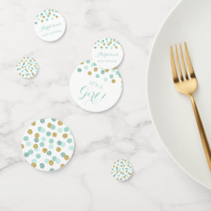 Confetti de mesa Baby Shower de Mint y Gold