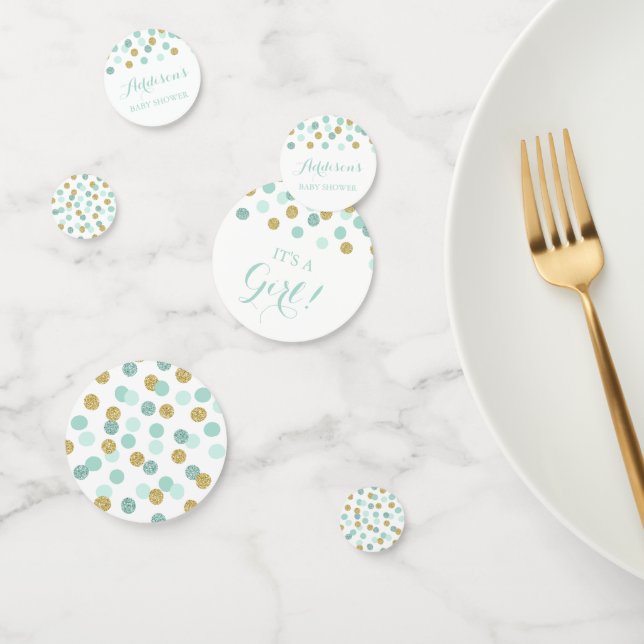 Confetti de mesa Baby Shower de Mint y Gold (Grupo)