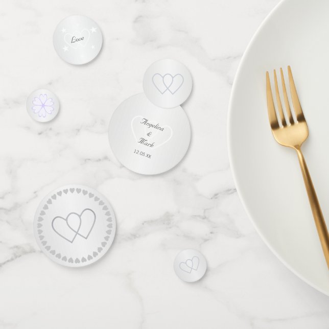 Confetti de mesa Boda personalizada Silver y White (Grupo)