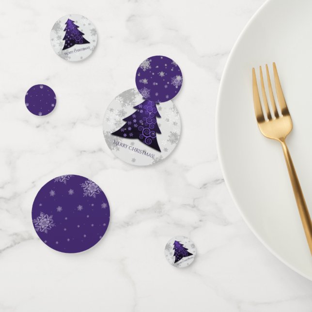 Confetti de mesa de árbol de Navidad morado festiv (Grupo)