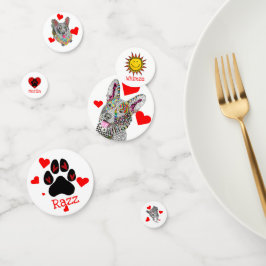 Confetti de mesa de corgi, dulce y colorido