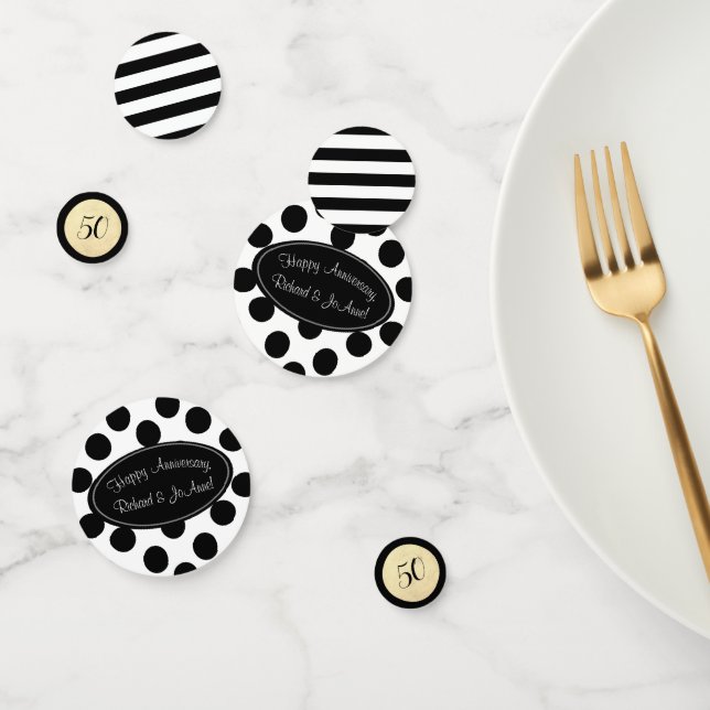 Confetti de mesa de oro y negro personalizado (Grupo)