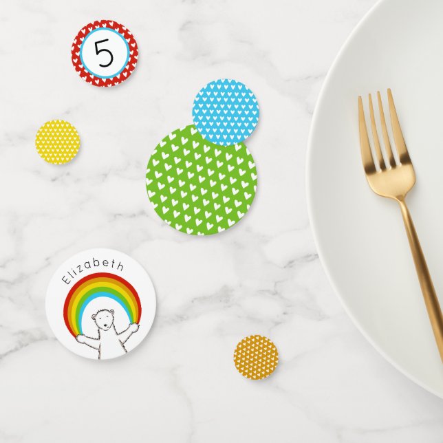 Confetti de mesa de oso polar y arcoiris (Grupo)