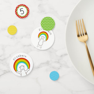 Confetti de mesa de oso polar y arcoiris