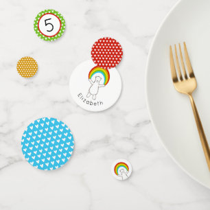 Confetti de mesa de oso polar y arcoiris