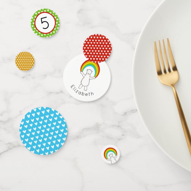 Confetti de mesa de oso polar y arcoiris (Grupo)