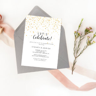 Confetti de oro celebremos la invitación a la fies