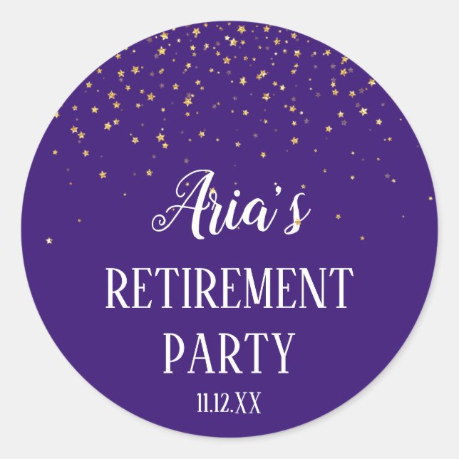 Confetti de oro en Sello para sobres morado (Anverso)