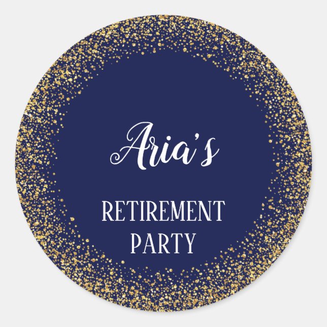 Confetti de oro en Sellos para sobres Fiestas azul (Anverso)