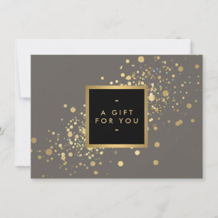 Confetti de oro falso en certificado de regalo gri