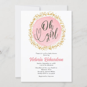 Confetti de oro rosa Baby Shower Oh invitación chi