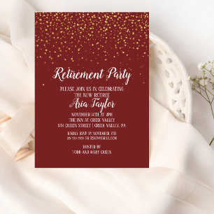 Confetti de oro sobre la invitación a la jubilació