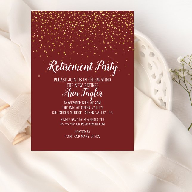 Confetti de oro sobre la invitación a la jubilació (Subido por el creador)
