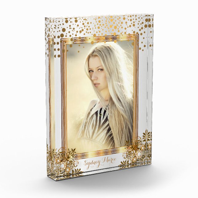 Confetti de oro y blanco decorativo - foto de DIY (Izquierda)