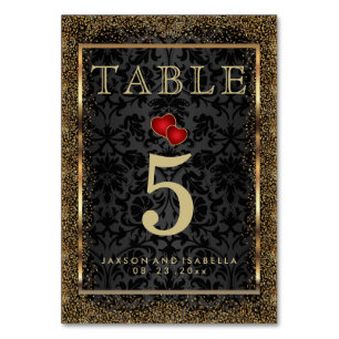 Confetti de oro y negro - Tarjeta de mesa