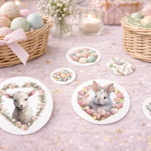Confetti de Pascua con conejos, huevos y cordero