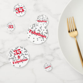 Confetti de tabla de hitos - Plata y Rojo Fabulous