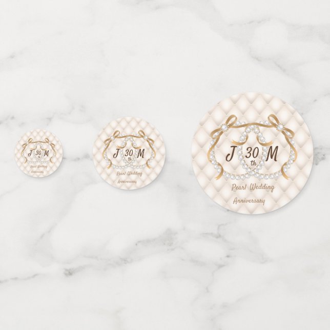 Confetti de tabla Pearl Ribbon de Iniciales Person (Anversos)