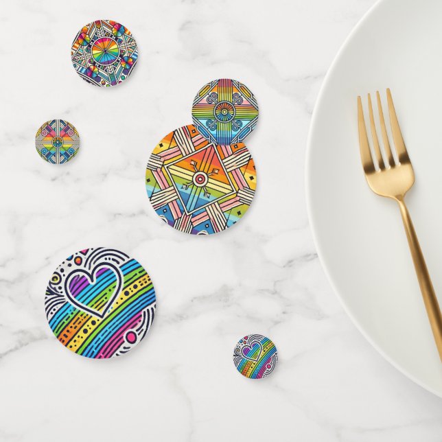 Confetti de vidrio manchado de arcoiris (Grupo)