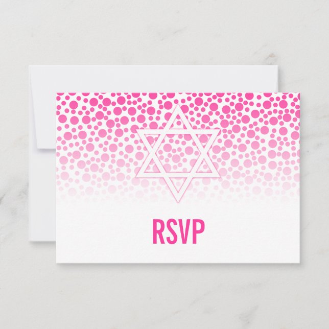 Confetti Dots Hot Pink Bat Mitzvah RSVP (Anverso)