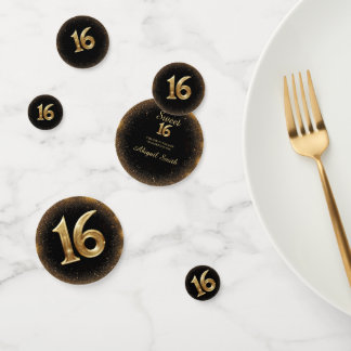 Confetti elegante de mesa de espuma de oro y negro