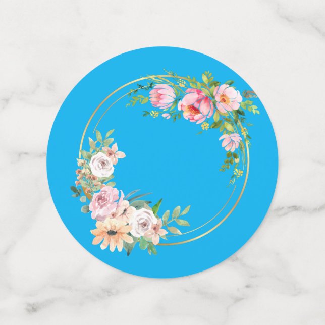 Confetti elegante de mesa de flores rosadas y dora (Anverso mediano)